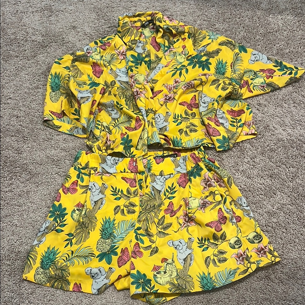 Zara Yellow Tropical Print Set